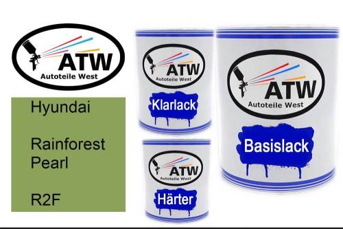 Hyundai, Rainforest Pearl, R2F: 1L Lackdose + 1L Klarlack + 500ml Härter - Set, von ATW Autoteile West.
